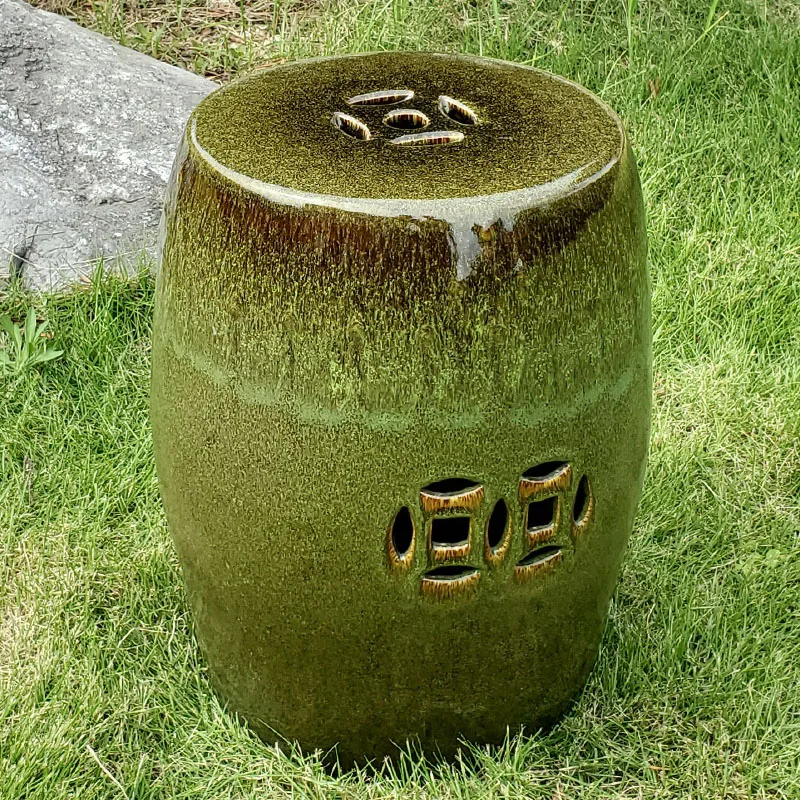 

New Chinese Pure Colorful Glaze Ceramic Retro Decorative Porcelain Drum Stool