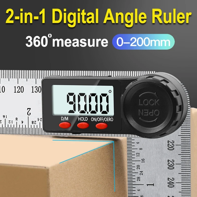 

Digital Protractor Angle Ruler 200mm 8 Inch Angle Finder Meter Stainless Steel 360 Degree Goniometer Inclinometer
