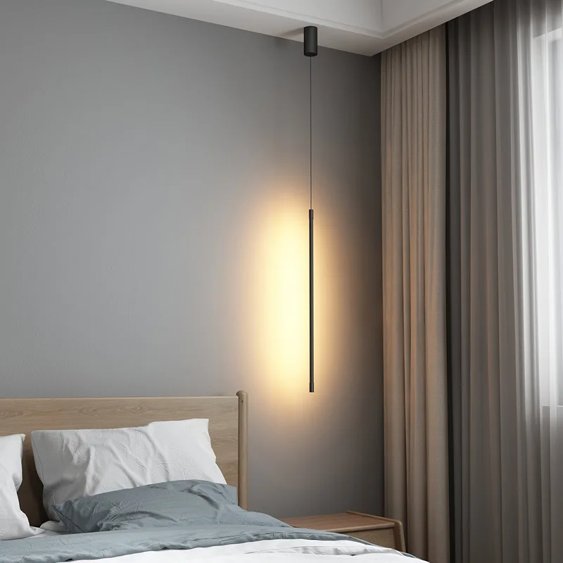 

Современный светодиодный подвесной светильник в скандинавском стиле, черная лампа для спальни, прикроватного столика, для чтения, прямая П...