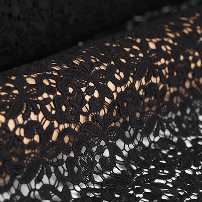 19 Весна Лето Новая тяжелая 100% хлопковая кружевная ткань для женщин платье