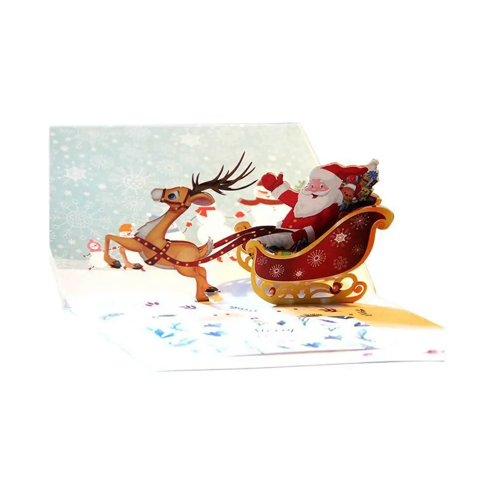 3D Up Greeting Card Handmade Happy Birthday Xmas Merry Christmas Card Gifts Invitation Card 9 Styles - Цвет: F