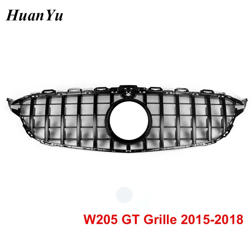 Замена переднего губа GT гриль для Mercedes W205 Sport Edition гоночный с камерой C180 C200 2015 2016 2017