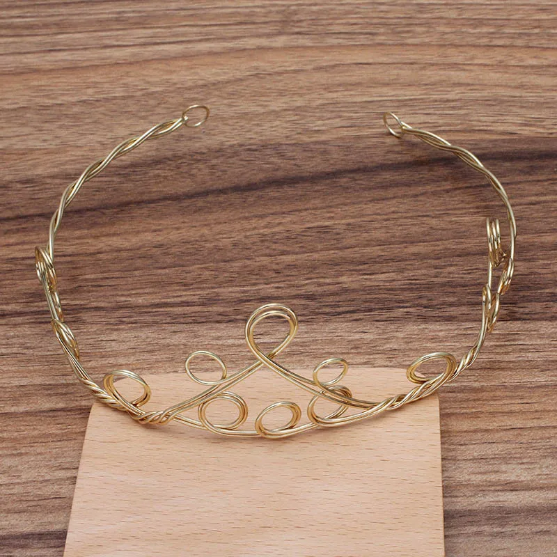 6pcs Hand Wired Tiaras Crown Wedding Headpiece Twisted Choker Necklace Collar Component for Women Bride Wedding Hair Accessories