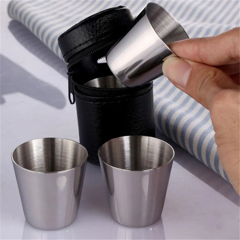 Details about   Shot glasses for whisky 4Pcs/Set Wine Drinking Cup With Leather Cover  For Home 