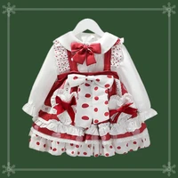 girls christmas lolita dress 2pcs autumn red vintage spanish princess turkish baby dresses children clothing kids skirttop set