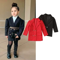 autumn baby girls lapel suit tops toddlers sweet style solid color long sleeve double breasted coats children casual outwear