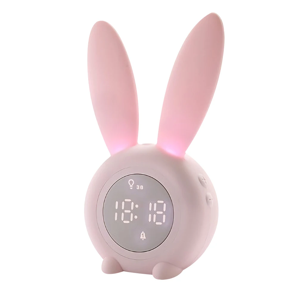 

Cute Bunny Ear LED Digital Alarm Clock Electronic USB Sound Control Rabbit Night Lamp Desk Clock Home Decoration