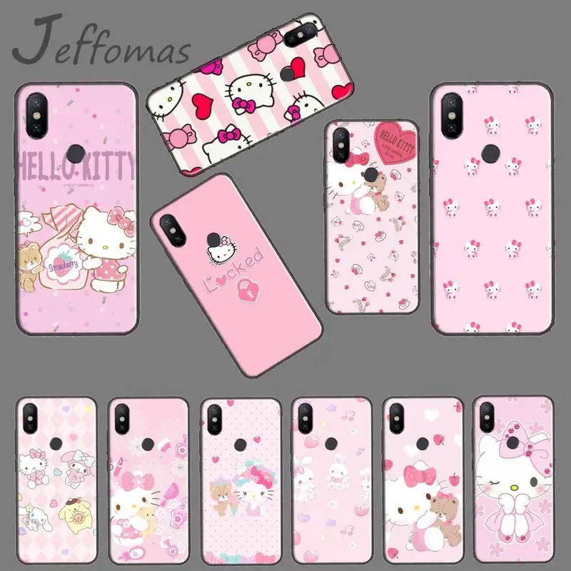 Милый розовый чехол для телефона с рисунком кошки Hello kitty Xiaomi Redmi Note 4 4x5 6 7 8 pro S2 PLUS 6A