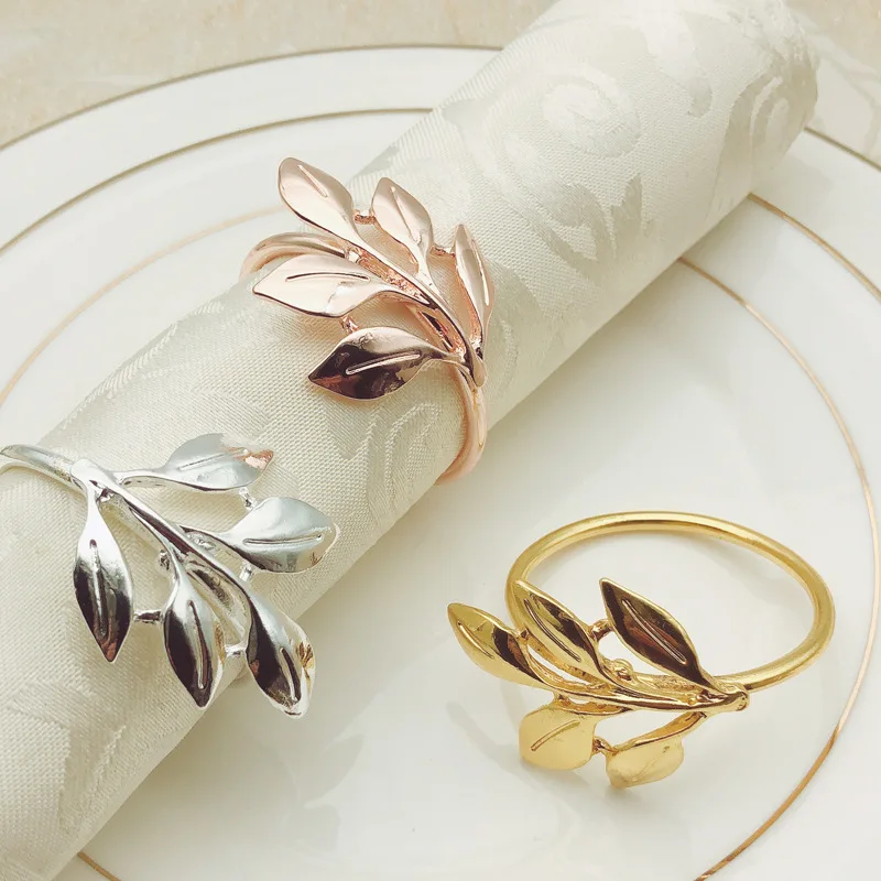 

6pcs Autumn Leaves Napkin Buckle Hotel Napkin Holder Wedding Party Napkin Rings Creative Dining Table Decoration Accessories