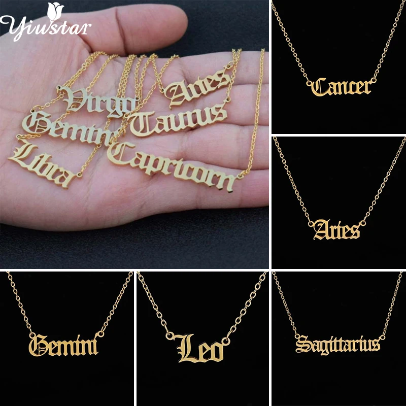 Yiustar 12 зодиака письмо ожерелье Старый Английский Рак Лев Овен ожерелья и подвески