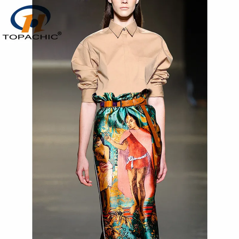 Новинка осени 9 25 высокое качество модные однотонные блузки с принтом юбка костюм