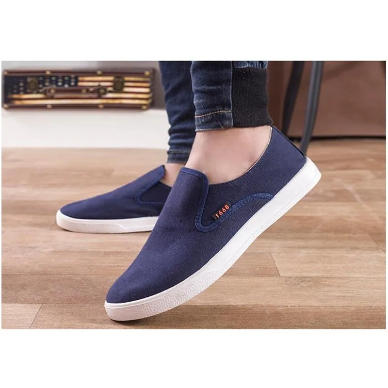 Мужская повседневная парусиновая обувь без шнуровки Классическая удобная на