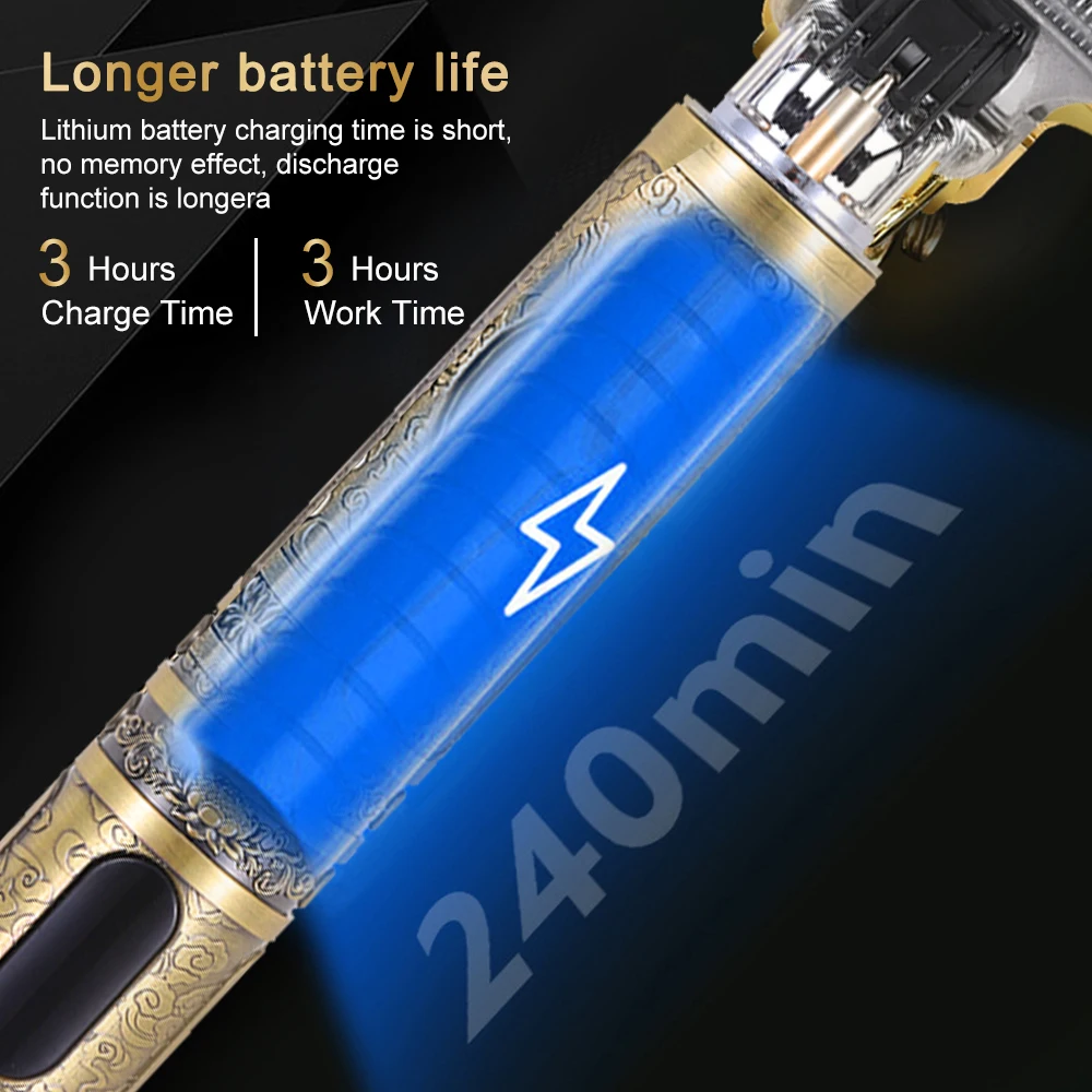 

Electric Hair Clipper USB Rechargeable Shaver Beard Trimmer Cordless T-Blade Trimmer Hair Cutting Machine Leave Hair 0.01mm