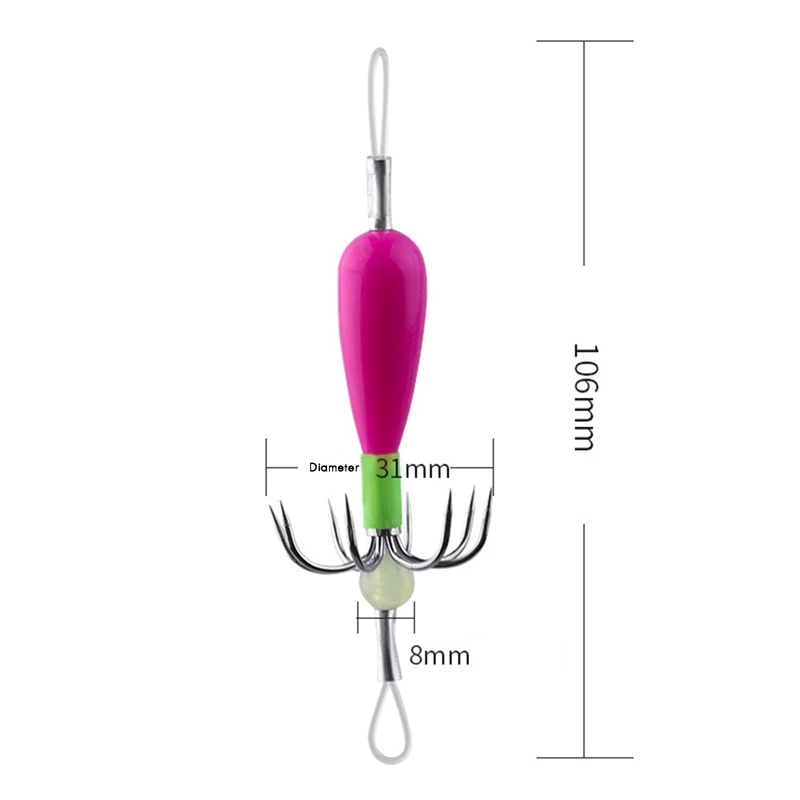 

5PCS Luminous Squid Lure Jig Hook Octopus Fishing Lure Jigs Artificial Bait Cuttlefish Bait Fishing Hooks Tools