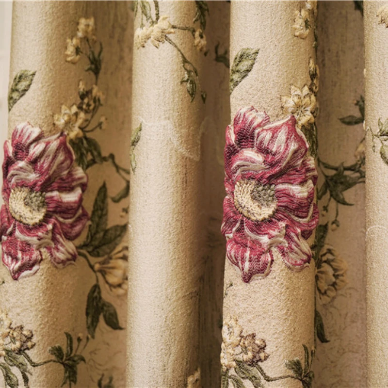 Beige cloth curtain Европа и Топ "американский" Luxury4D жаккардовые шторы с тиснением полный затенение витражные шторы для гостиной высокого качества шторы для спальни - Цвет: Beige cloth curtain