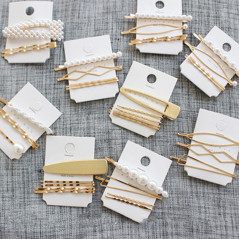 

3Pcs/set Rhinestone Pearl Metal Hairpins Hair Clips Gold Barrette Hairband Hair Pin Headdress for Women Girls Hair Accessories