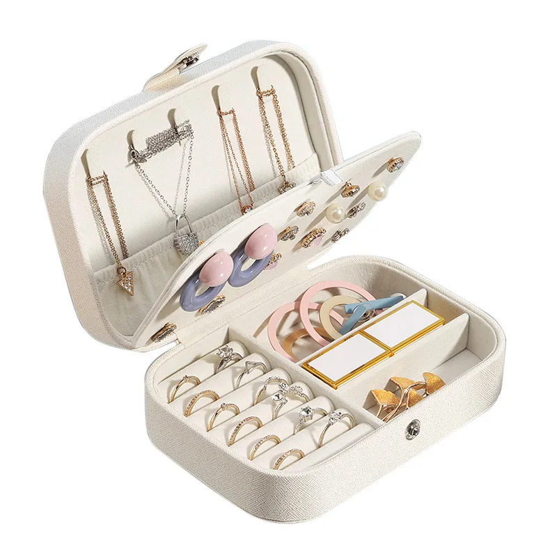

Jewelry Box Jewelry Organizer Display Travel Jewelry Case Boxes Portable Earring Holder Leather Portable Storage Zipper Jewelers