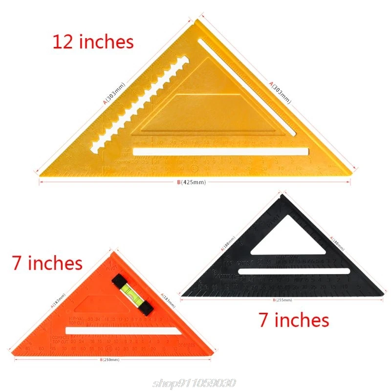 

7/12 Inch Precision Triangle Ruler Angle Protractor Woodworking Measuring Multi-Function Carpenter Tool F02 21 Dropship