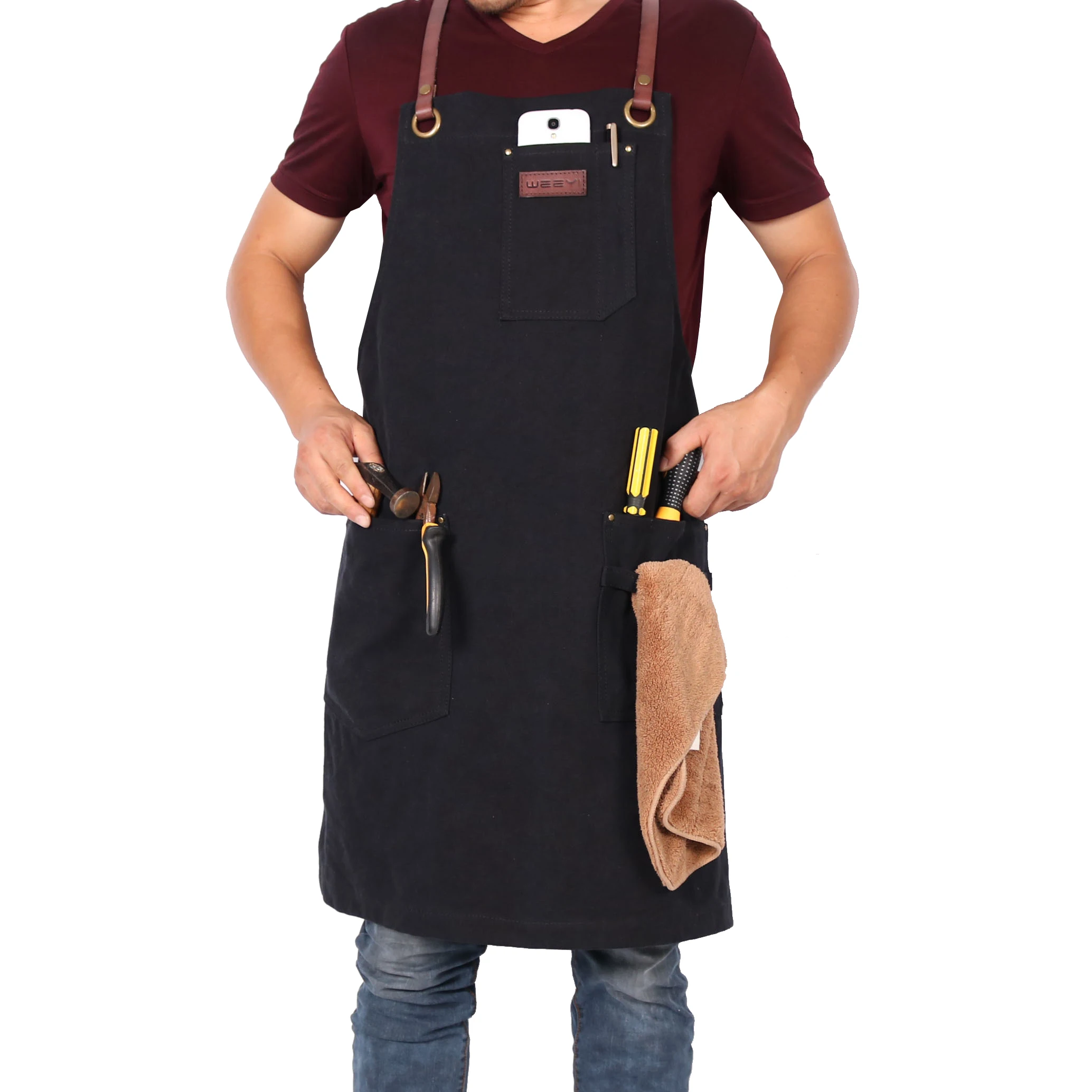 Модный холщовый кухонный фартук для шеф повара WEEYI мужской Рабочий Фартук гриля