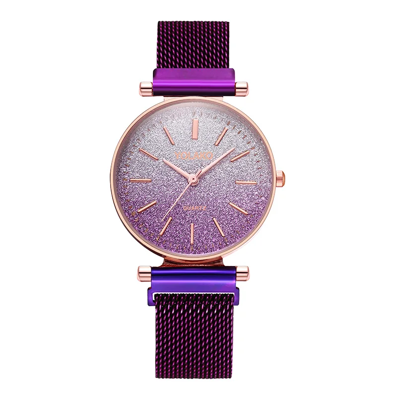 Женские часы от бренда YOLAKO модные роскошные со звездным небом и магнитом стразы