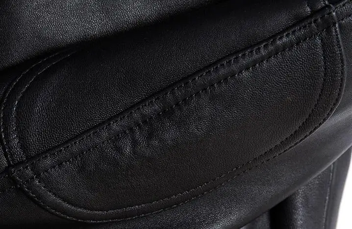 

Mens Fly Flight Bomber Pilot Motorcycle Genuine Real Sheepskin Slim Fur Collar Clothing Winter Male Moto Jacket Coat