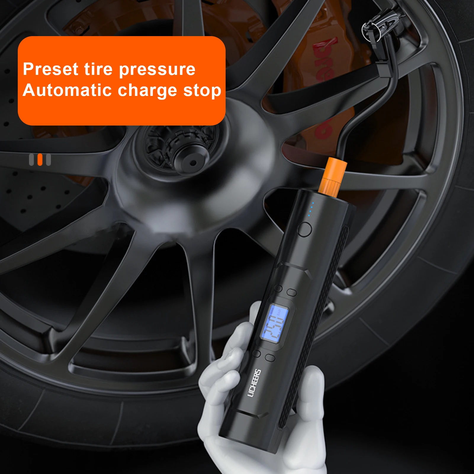 

6000mAh 25 / Min Air Compressor 12V 120 PSI Tire Inflator Electric Auto Pump for Car Motorcycle Bike with Digital LCD LED Light