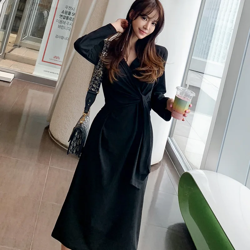 Женский корсет с длинным рукавом повседневное облегающее платье осенне-зимнее