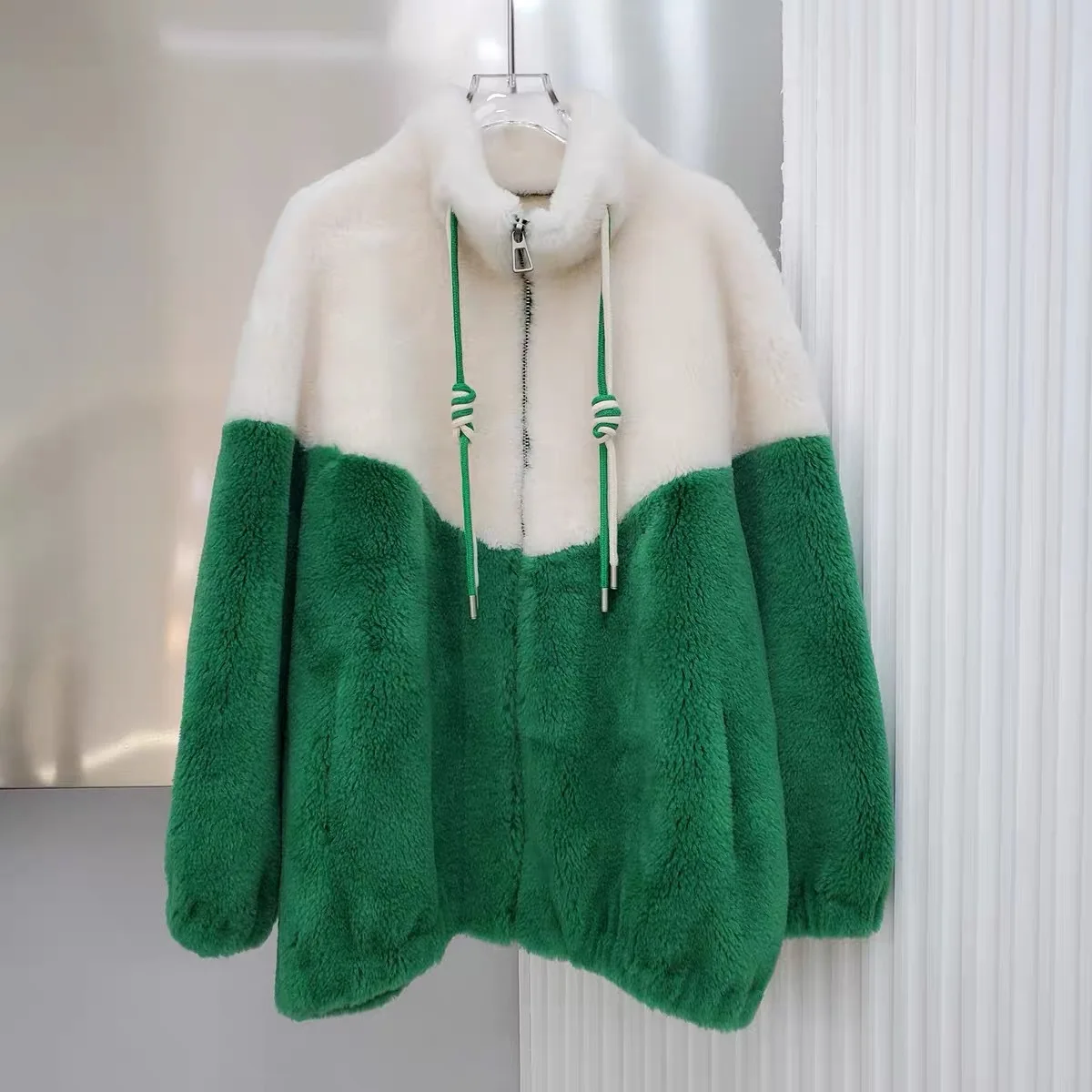 Winter New Designer Women's High Quality Wool Fur Leather Stand Collar Coat C811