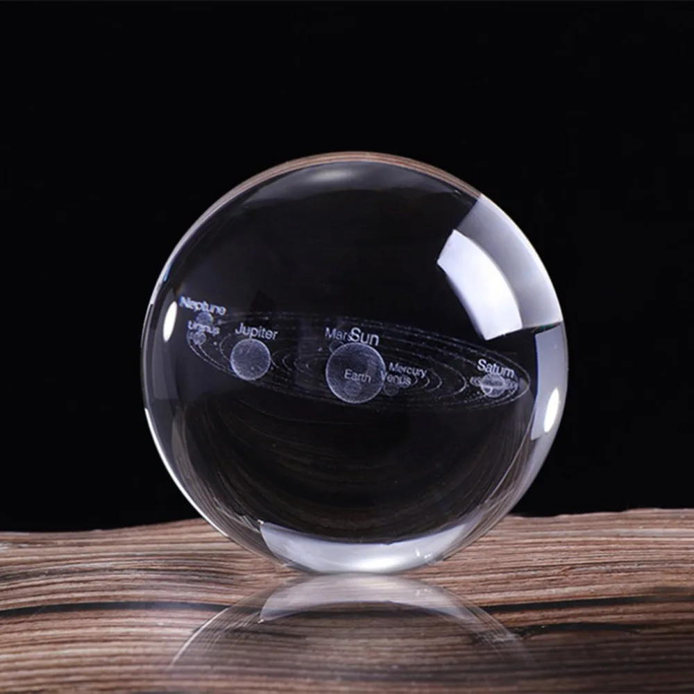 3D солнечная система хрустальный шар планеты стеклянный шар с лазерной гравировкой Глобус Миниатюрная модель домашний декор Астрономия подарок орнамент