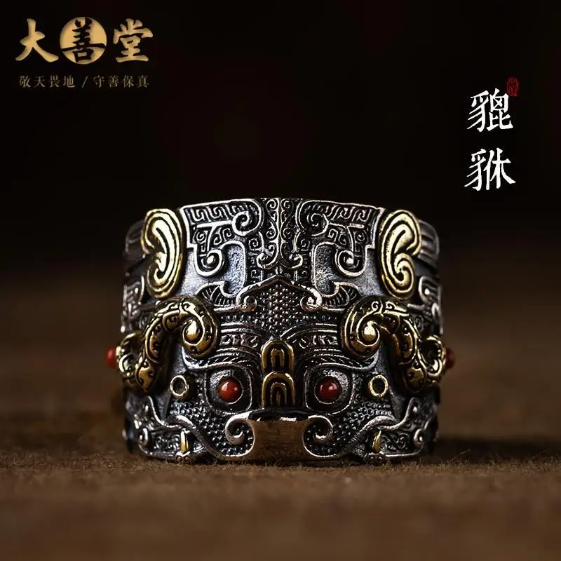 

charming S925 pure silver fortune ring with wide opening and aggressive personality