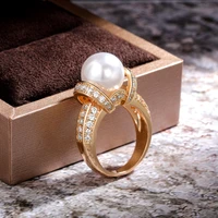 rose gold jewelry fashion prarl rings fine accessories for wedding engagement party for girlfriendwife gift anillos mujer