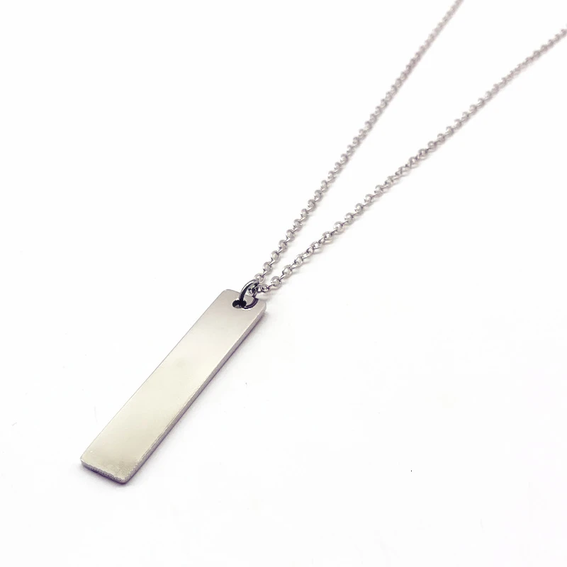 silver Новинка, черное ожерелье с прямоугольной подвеской, Мужская трендовая простая нержавеющая сталь, Мужская цепочка подвеска, ювелирное изделие, подарок, колье для женщин - Окраска металла: silver