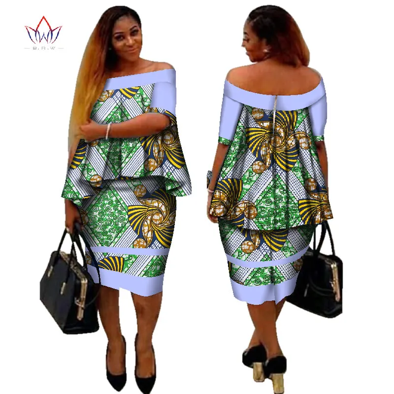 16 Африканский dashiki печати Женская одежда Двойка Топы корректирующие и Для тела кукурузы юбка Дизайн Мода г. плюс Размеры bintarealwax WY2890 - Цвет: 16