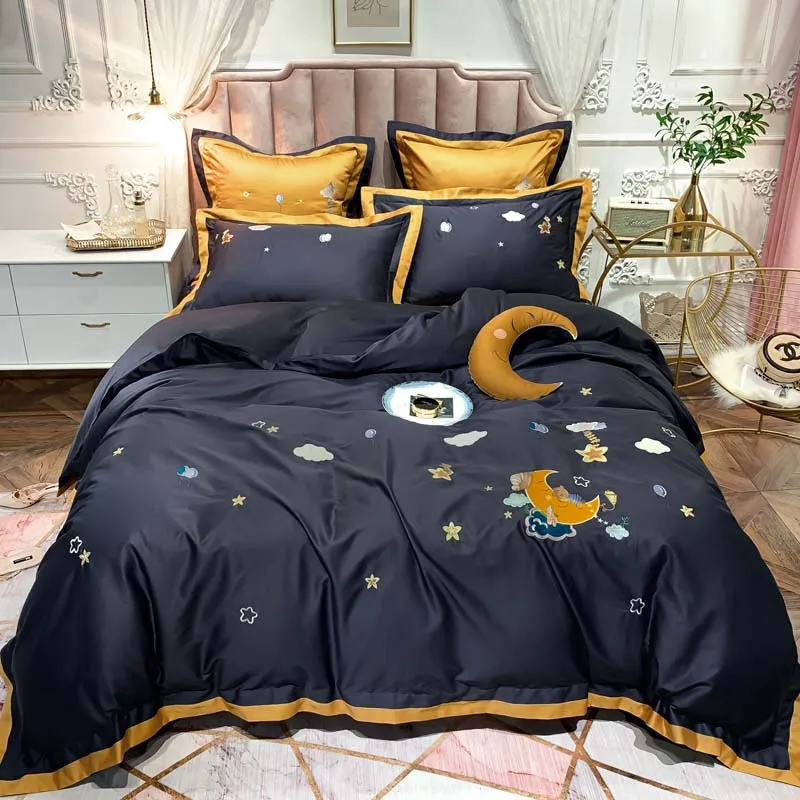 Queen King size 4/7 Pcs Pink Blue Vintage Ruffles Duvet Cover Girls Women Soft Egyptian Cotton Bedding set Fitted Bed sheet | Дом и сад