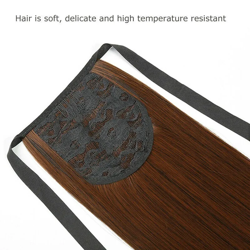 

High Temperature Fiber Silky Straight Synthetic Clip in Drawstring Ponytail Hairpieces Hair Clip for Women Girls Good Gifts