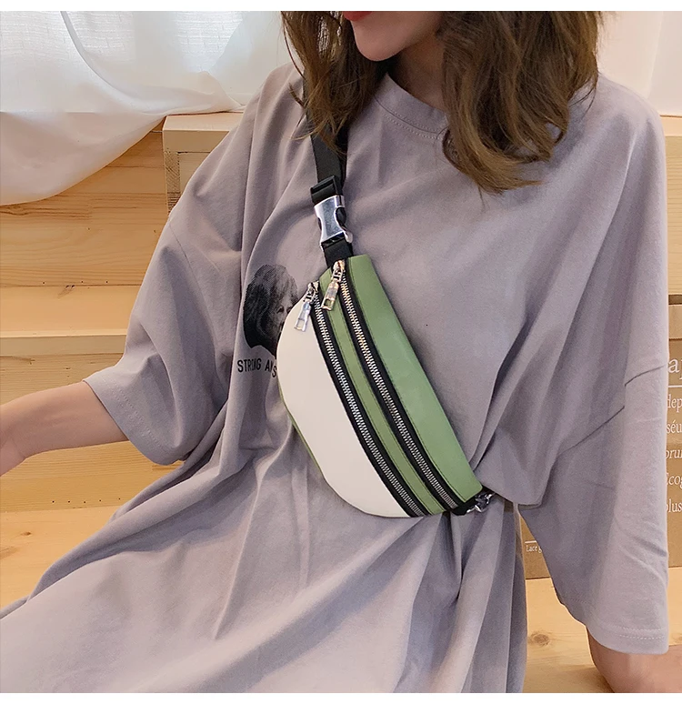 [BXX] Women's Single Shoulder Crossbody Bag All-match Flap Fashion Female Chest Package Wide Straps Chain Waist Bag HF745