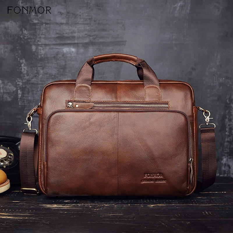 Мужской портфель из натуральной кожи Fonmor сумка мессенджер для ноутбука 15 6 дюйма