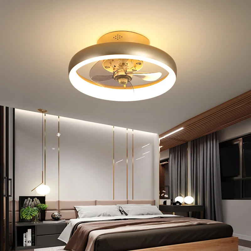 Modern minimalist ceiling fan light crystal decorative LED remote control lighting bedroom lamp AC 220V/110V | Освещение