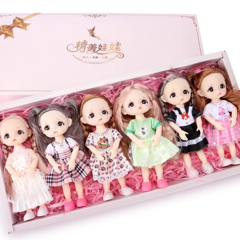 

Подарочная коробка, комплект шарнирных кукол 17 см, кукла с улыбающимся лицом, выражением плача, наряд, игрушка, вращающаяся шарнирная кукла ...