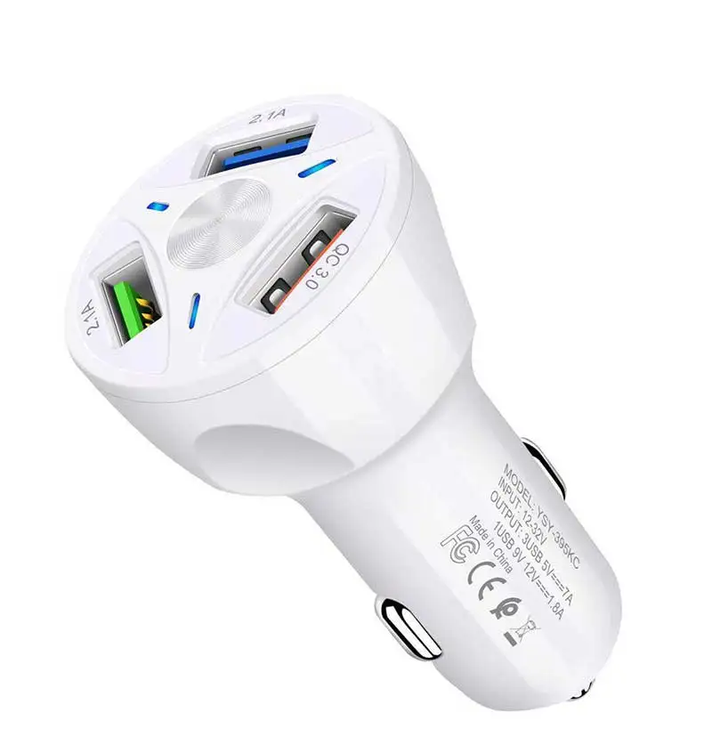 QC3.0 Cigarette Lighter Charger 3 USB Car Cigarette Lighter Socket 2.1A Fast Charging Car Socket Adapter USB Cigarette Lighter
