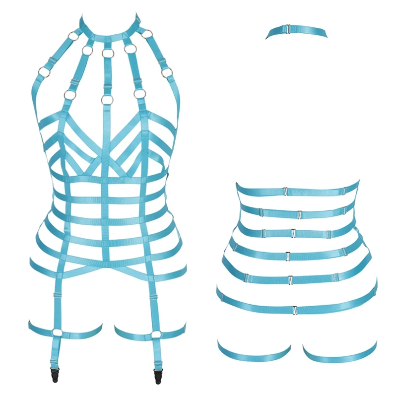 Синий комбинезон выдалбливают набор ремней для тела женские чулки подвязки