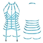 Синий комбинезон выдалбливают набор ремней для тела женские чулки подвязки ремень Готический рейв-клетка для тела жгут сексуальное женское белье бюстгальтер