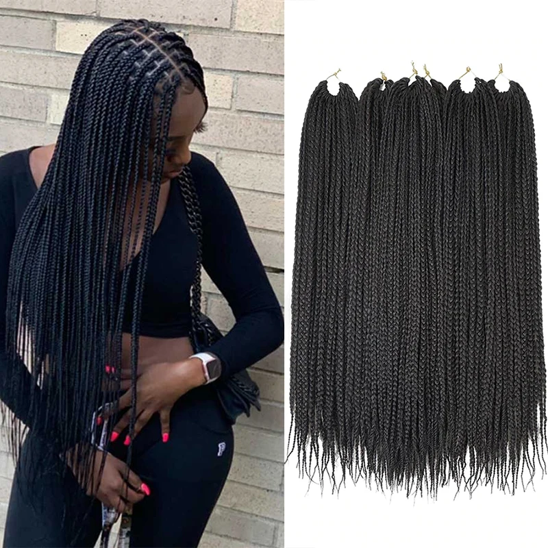 

Afro Micro Box Braids Crochet Hair Extensions Youngther Ombre High Temperature Fiber Synthetic Braiding Hair Bulk 22 Strands