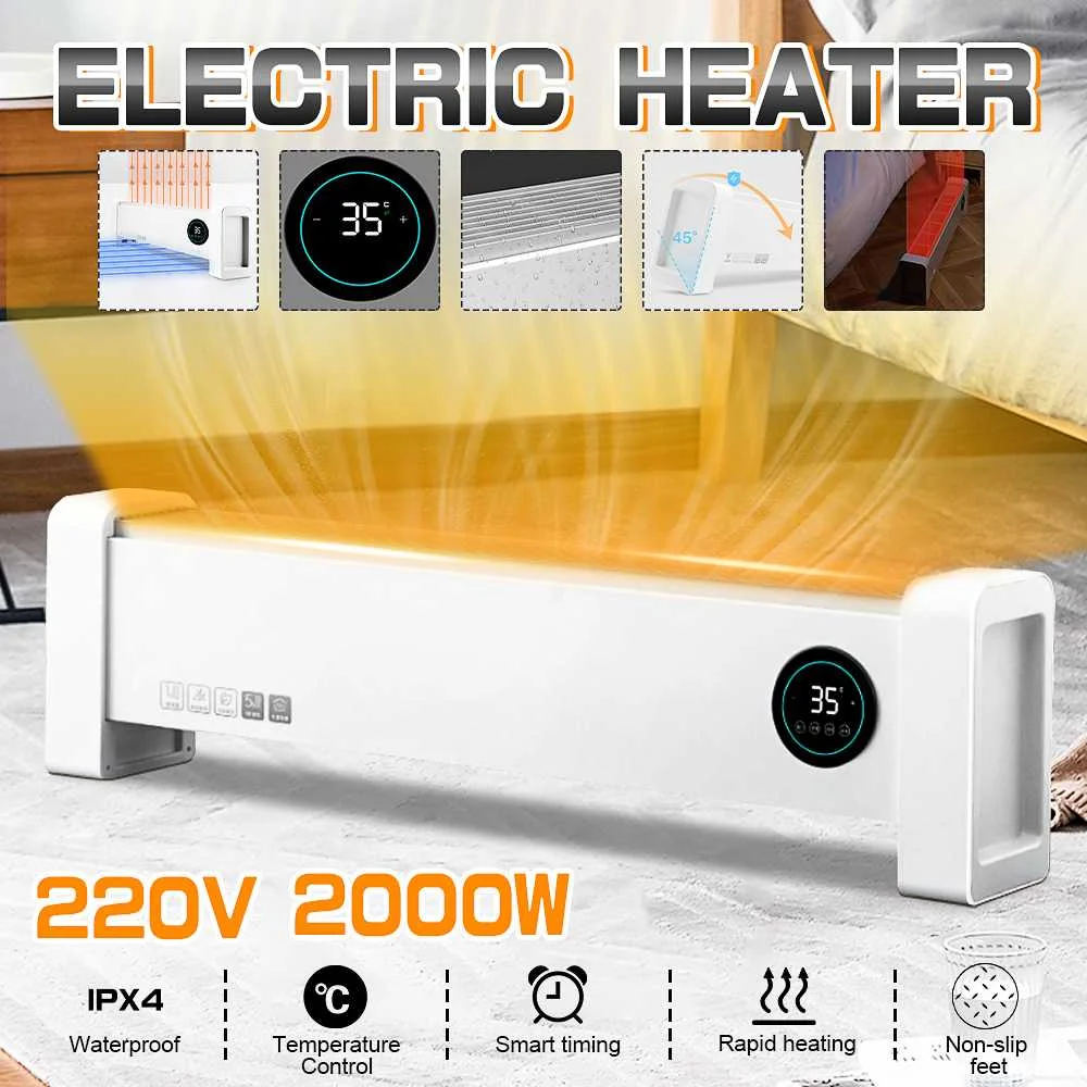 

Electric Heater 2000W LED Smart Thermal Cycle Constant Temperature IPX4 Waterproof Timing Hot Fan Heaters ECO Energy Saving