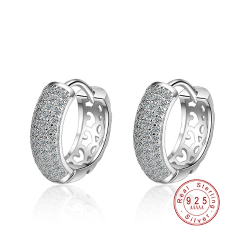 Роскошные серьги гвоздики из натурального серебра маленькие круглые AAA + с