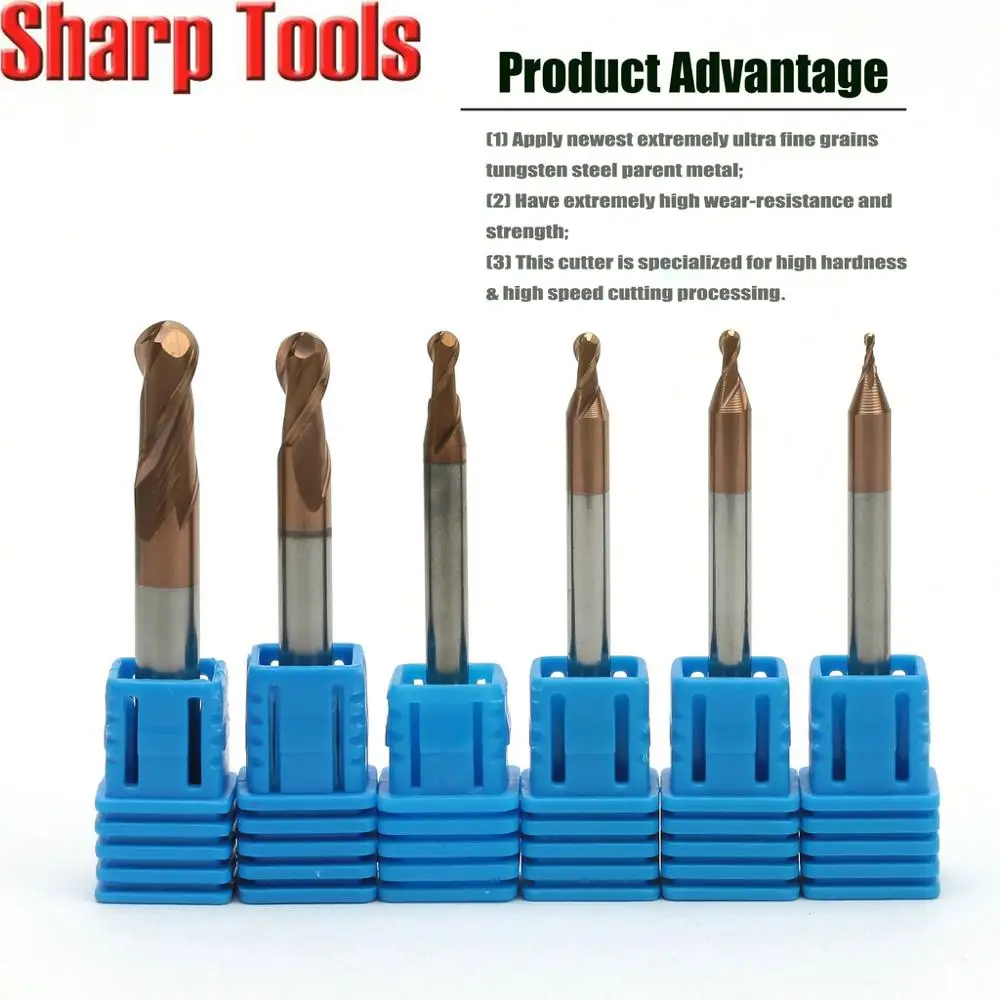 

A Type 4MM 2 Flute Micro End Mill Ball Nose Router Bit Carbide Tungsten Steel Metal CNC Engraving Milling Cutter Tool Set HRC55