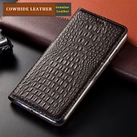 crocodile pattern genuine leather case for lg w11 w31 w41 pro magnetic flip cover