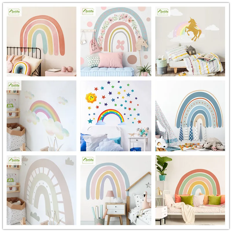Радужная Радуга единорог звезда большой размер наклейка на стену для детской