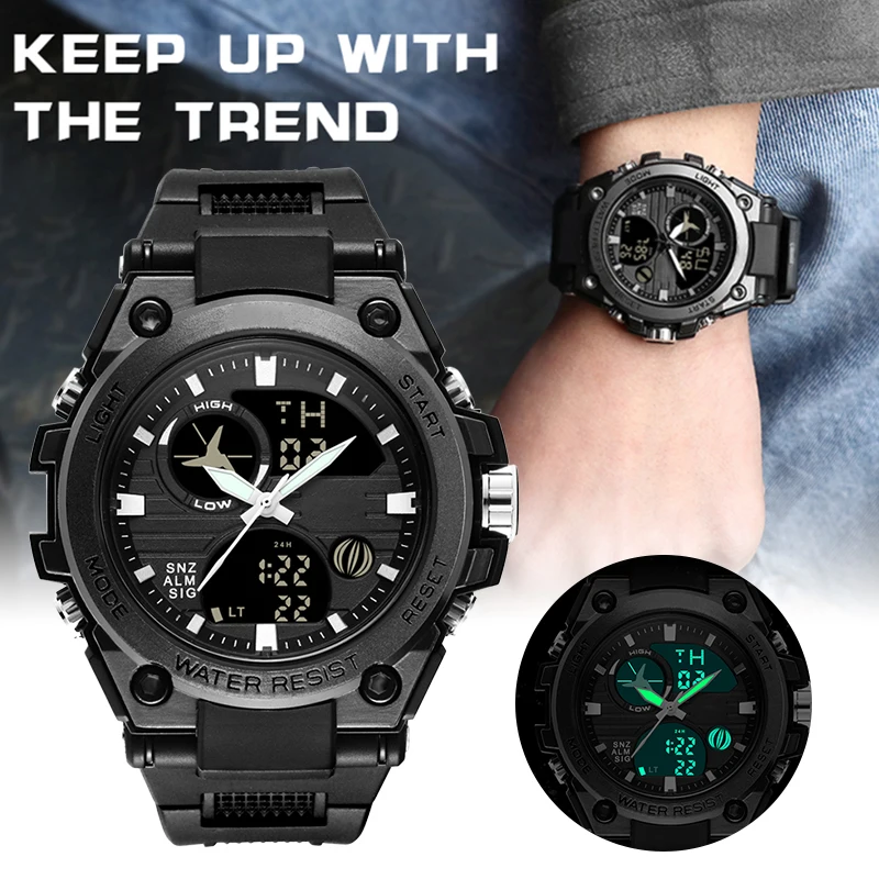 

Men's LED Multifunction Waterproof Wristwatch Luminous Plastic Digital Watch @M23