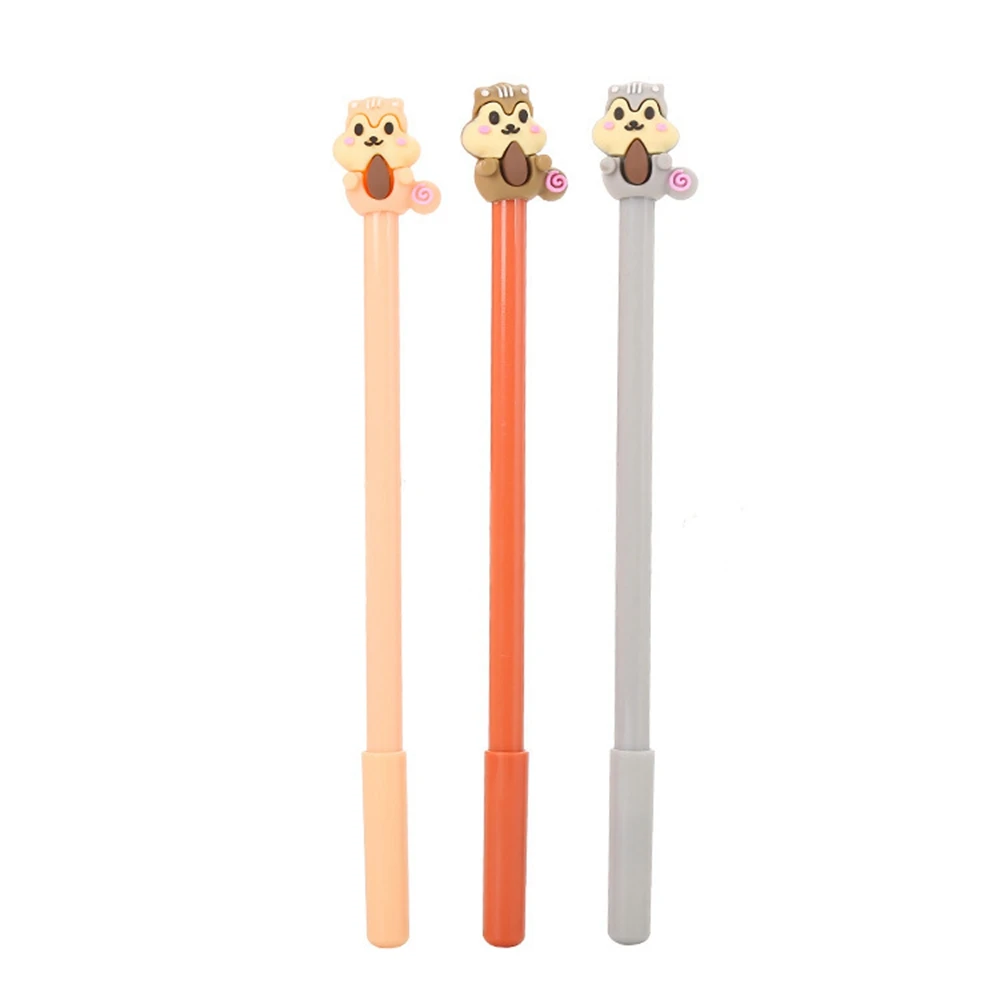 

24 Pcs Gel Pen Creative Cartoon Squirrel Neutral Pen Cute Learning Stationery Silicone Head Water-based Signature Pen